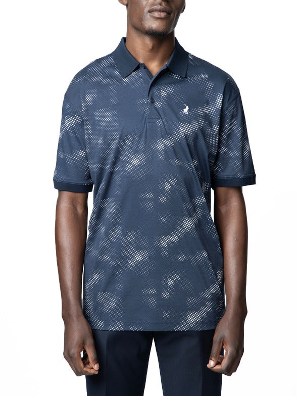 Polo Mens Pixel Printed Double Mercerised Golfer In Navy