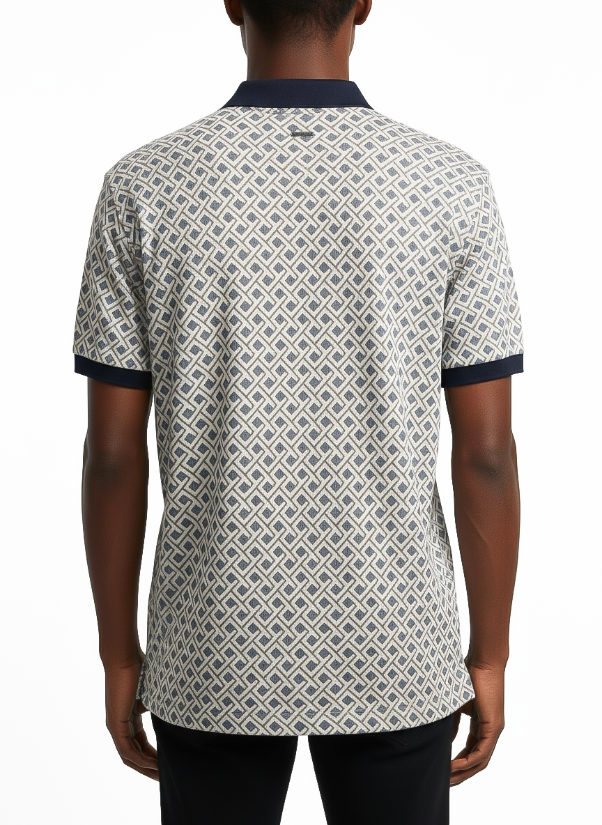 Polo Mens Block Geo Print Golfer In Navy