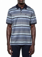 Polo Mens Textured Stripe Golfer In Blue