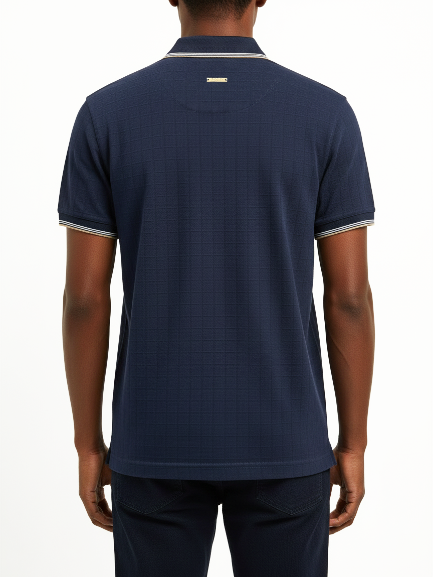 Polo Mens Plain 1/4 Zip Dm Short Sleeve Golfer In Navy