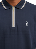 Polo Mens Plain 1/4 Zip Dm Short Sleeve Golfer In Navy