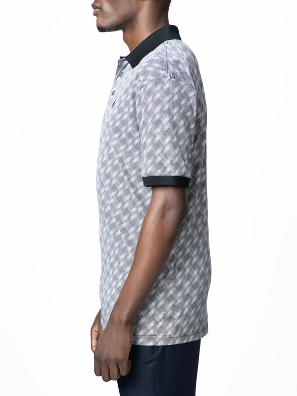 Polo Mens Fine Stripe Printed Dm Short Sleeves Golfer White