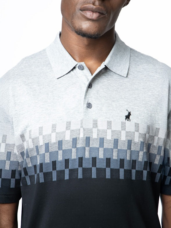 Polo Mens Jacquard Dm Short Sleeves Golfer Black