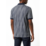 Polo Mens Stripe Double Mercerised Short Sleeves Golfer In Navy/Grey