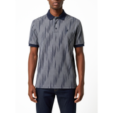 Polo Mens Stripe Double Mercerised Short Sleeves Golfer In Navy/Grey