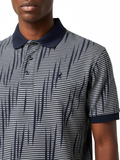 Polo Mens Stripe Double Mercerised Golfer In Navy
