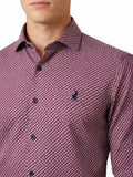 Polo Mens Micro Geo Print Long Sleeves Shirt Pink