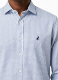 Polo Mens Micro Print Shirt In Light Blue
