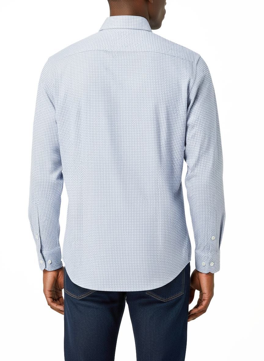 Polo Mens Micro Print Shirt In Light Blue
