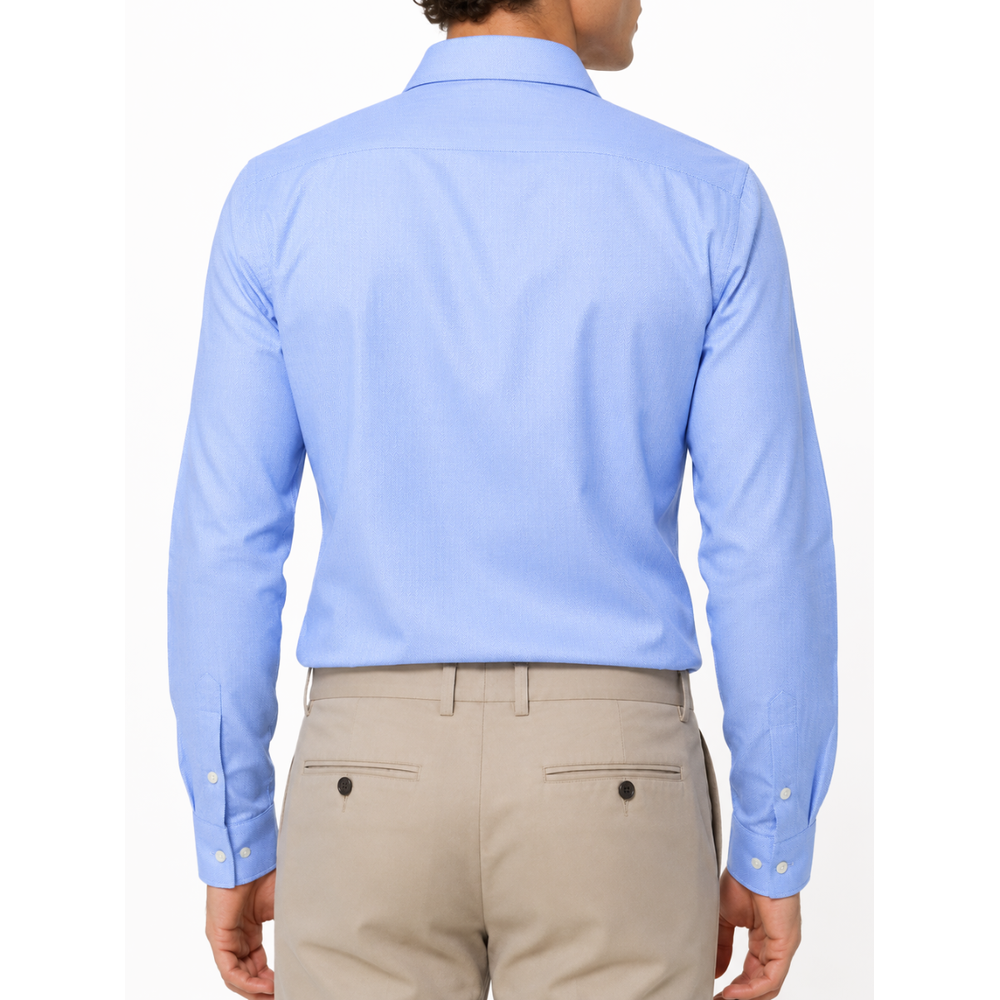 Polo Mens Premium Herringbone Long Sleeves Shirt In Light Blue