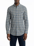 Polo Mens Small Check Long Sleeves Shirt Blue