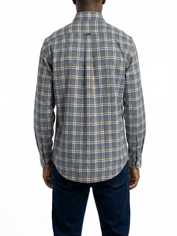 Polo Mens Small Check Long Sleeves Shirt Blue