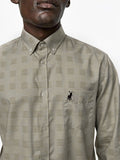 Polo Mens Dobby Tonal Check long sleeve Shirt In Stone