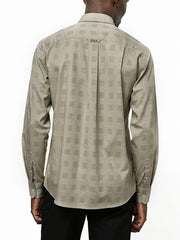 Polo Mens Dobby Tonal Check long sleeve Shirt In Stone