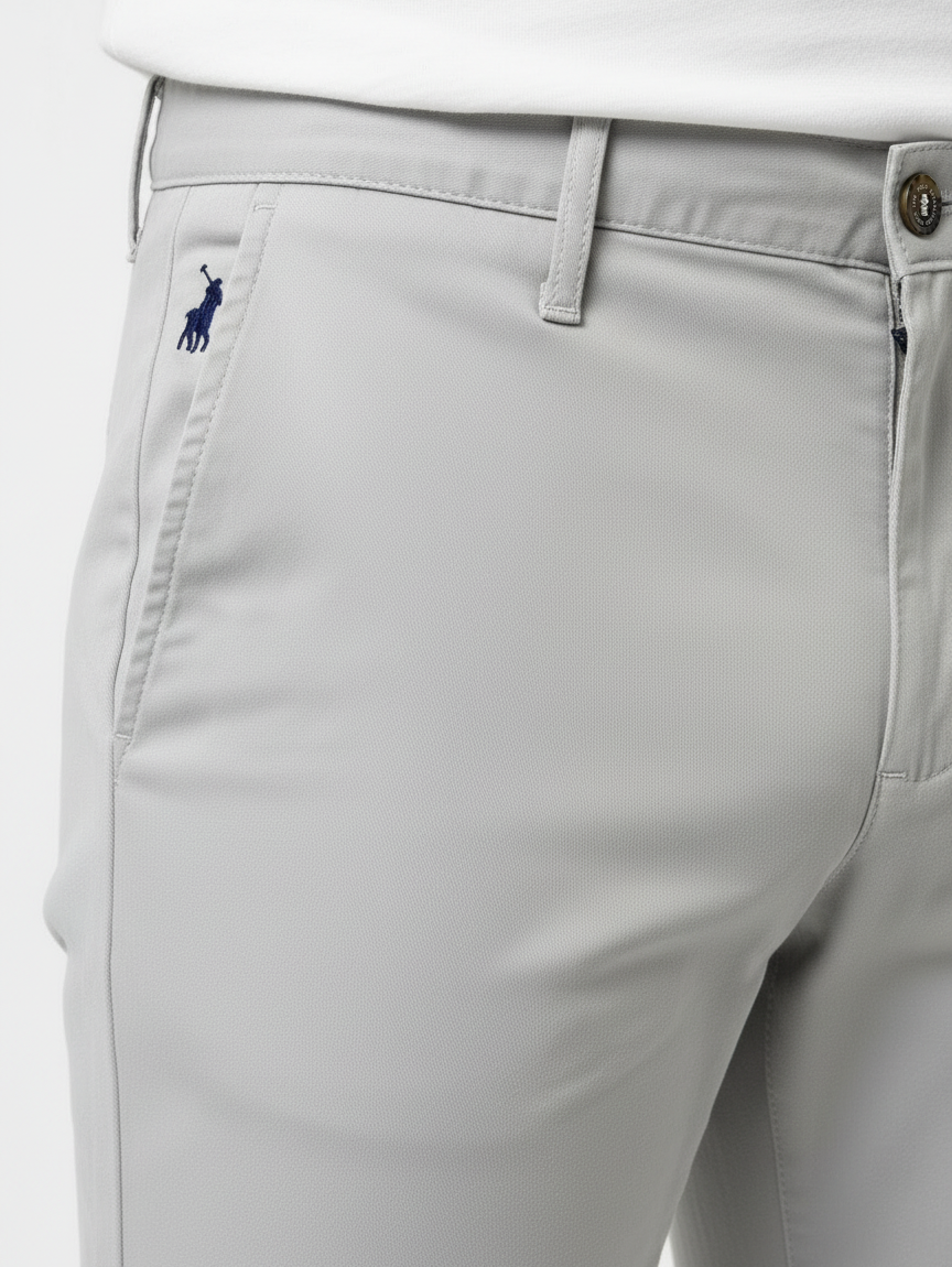 Polo Mens Essential Slim Leg Chino In Light Grey