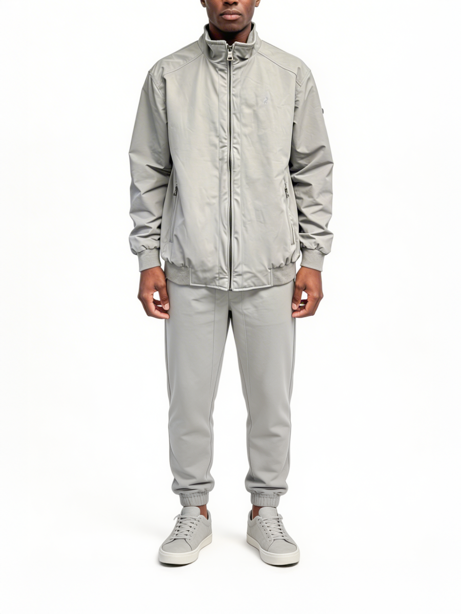 Polo Mens Ls Badge Harrington Jacket Grey