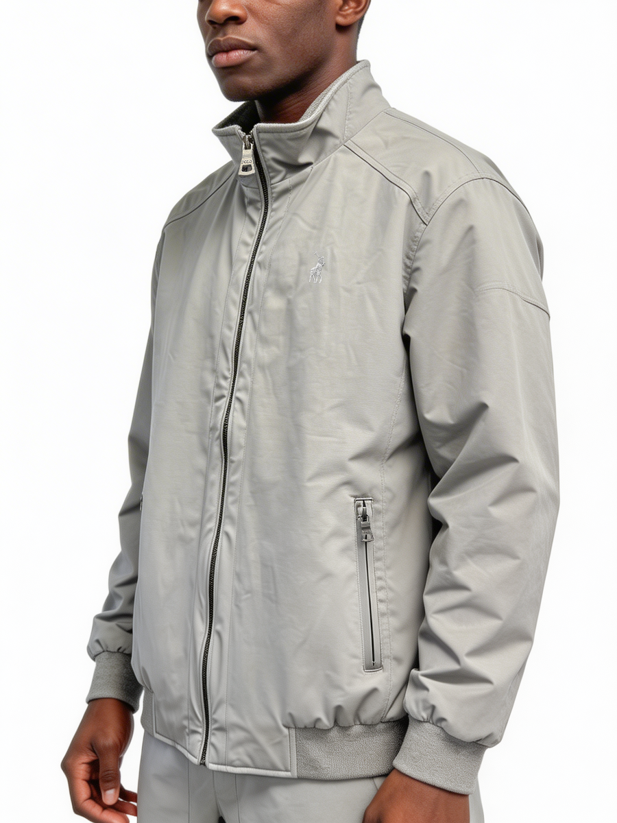 Polo Mens Ls Badge Harrington Jacket Grey