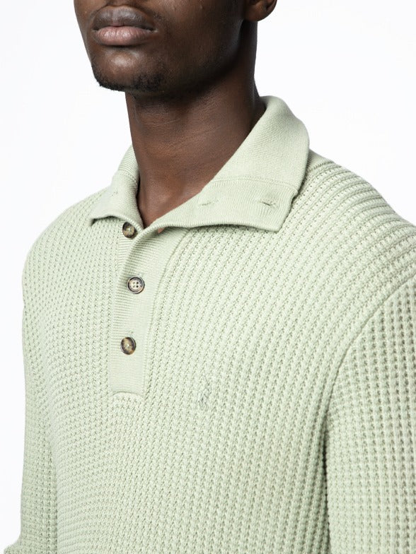 Polo Mens Long Sleeve Textured Knitwear In Sage