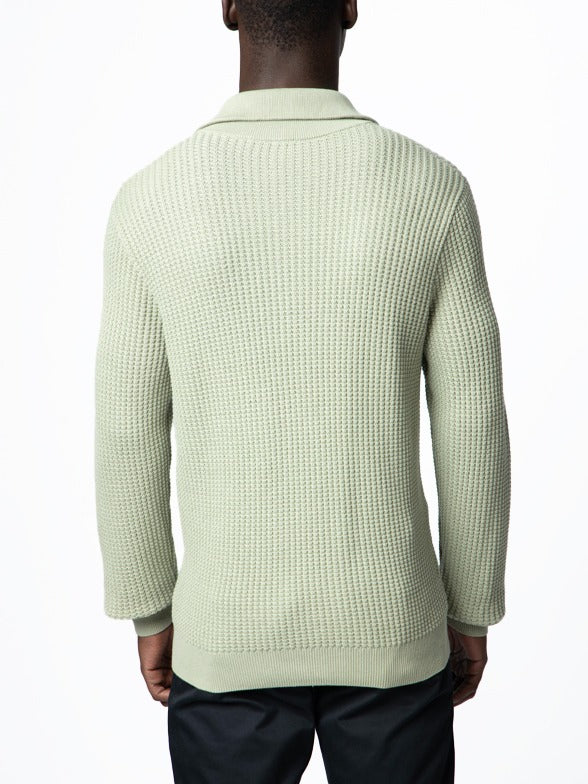 Polo Mens Long Sleeve Textured Knitwear In Sage