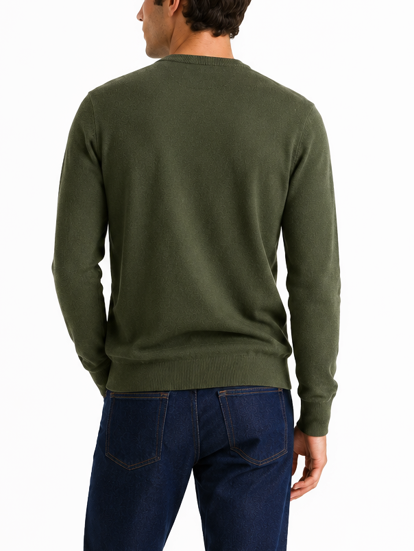 Polo Mens Essential Cotton Crew Long Sleeve Knitwear Sweater In Fatigue