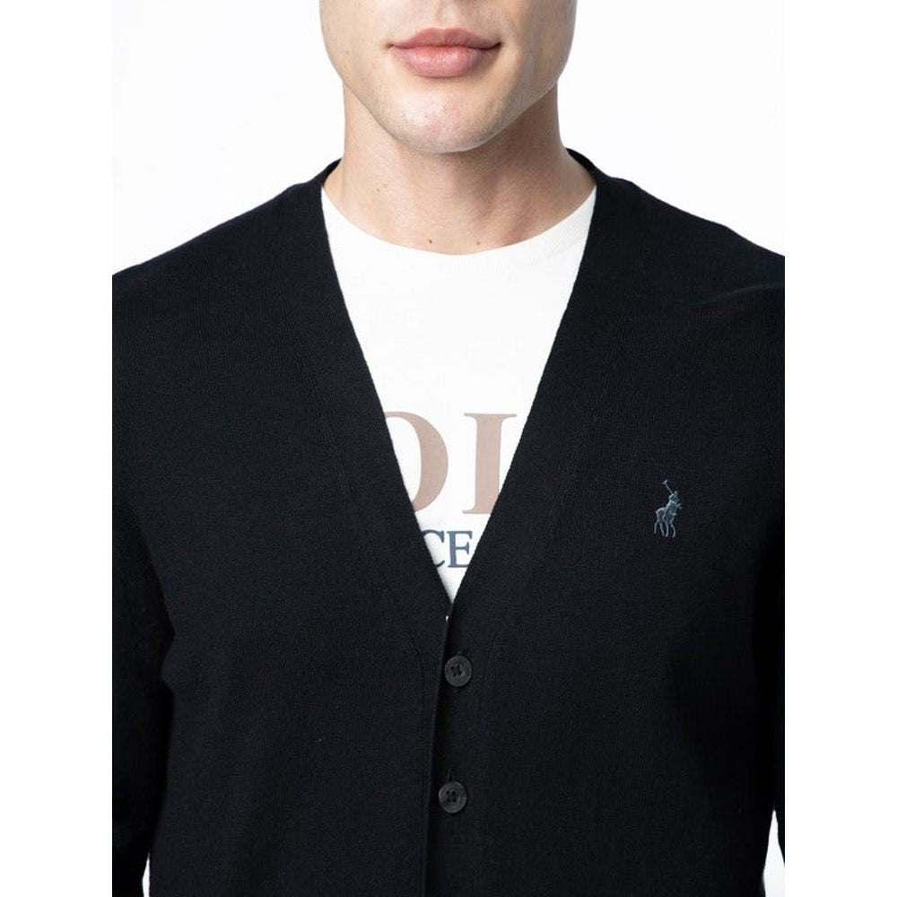 Polo Mens Plain Cardigan In Black