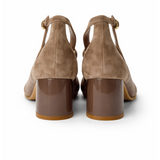 Polo Ladies Double Strap Block Heels In Taupe