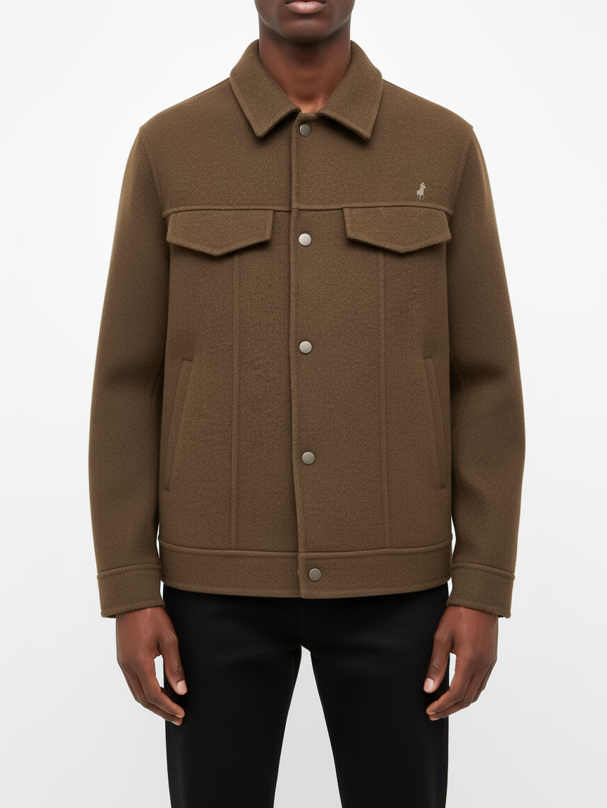 Polo Mens Melton Biker Jacket Camel