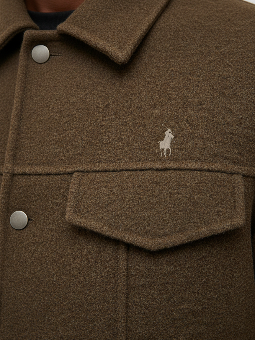 Polo Mens Melton Biker Jacket Camel