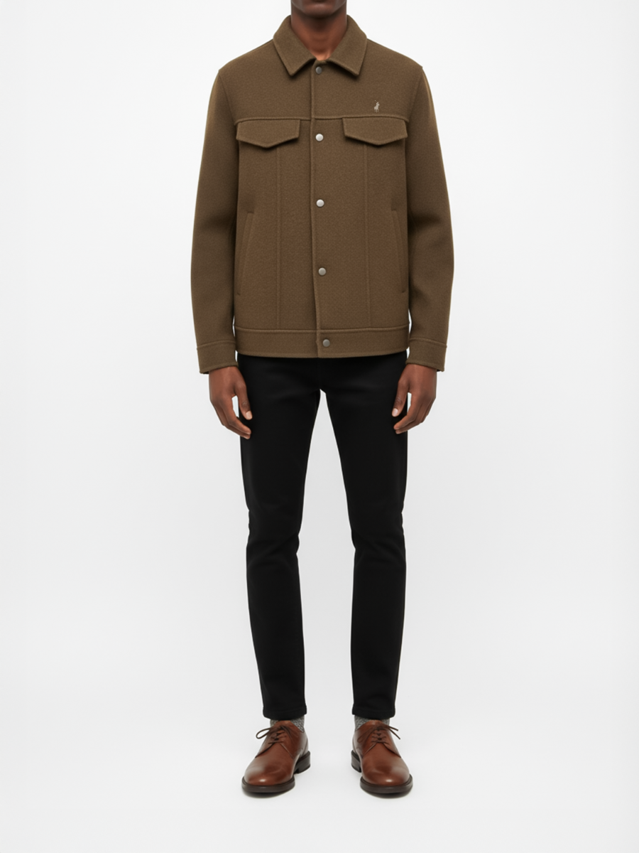 Polo Mens Melton Biker Jacket Camel