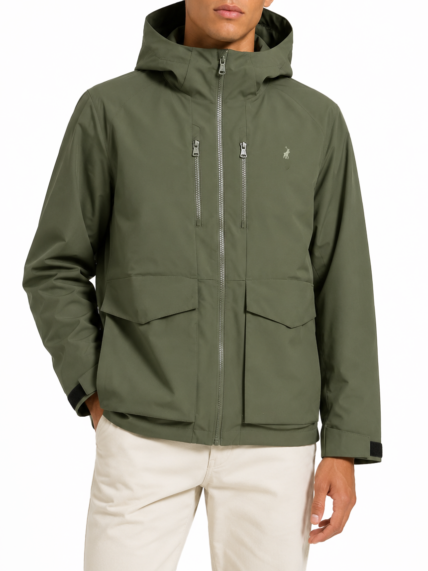 Polo Mens Utility Padded Jacket In Olive