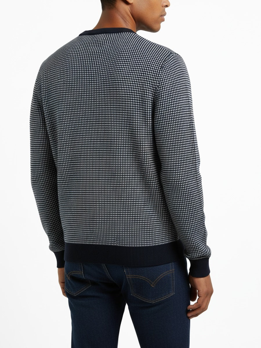 Polo Mens Ls Textured Crew Long Sleeve Knitwear In Navy