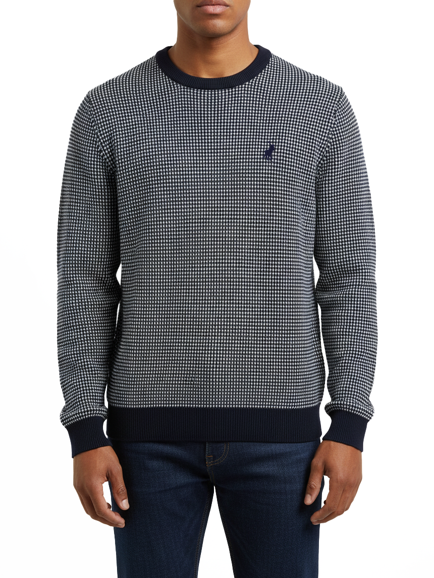 Polo Mens Ls Textured Crew Long Sleeve Knitwear In Navy