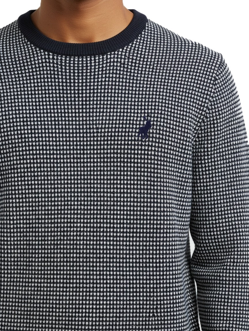 Polo Mens Ls Textured Crew Long Sleeve Knitwear In Navy