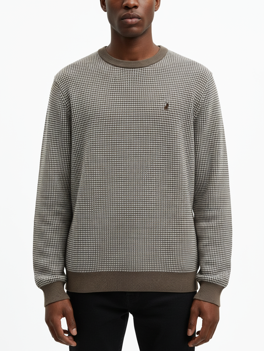 Polo Mens Textured Knitwear In Stone