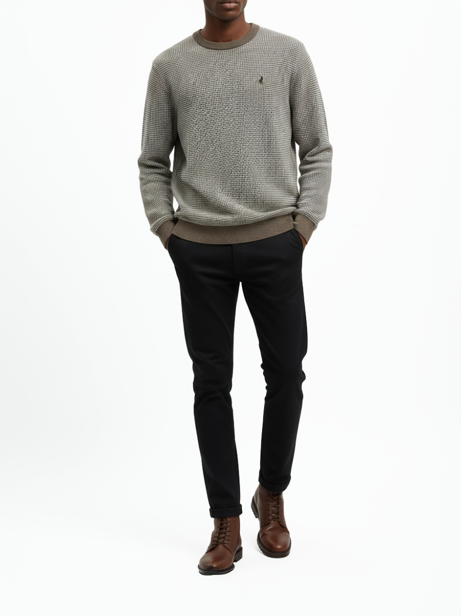 Polo Mens Textured Knitwear In Stone