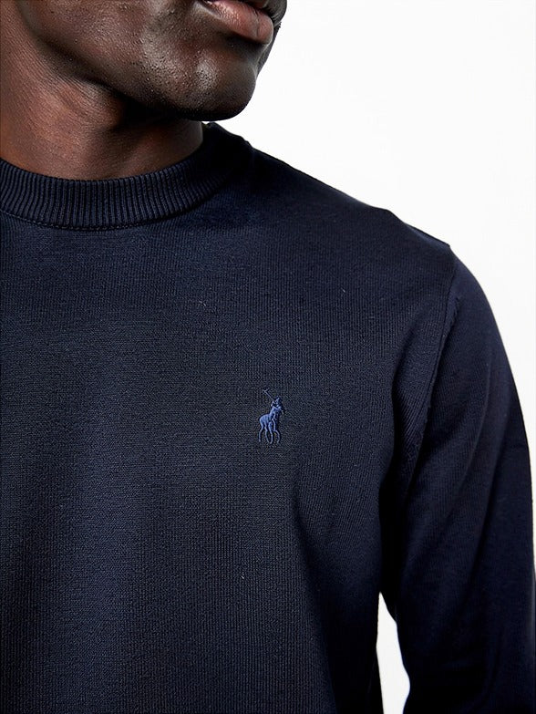 Polo Mens Essential Cotton Crew Sweatshirt In Navy