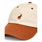 Polo Mens 6 Panel Two Tone Peak Cap In Beige/Tan
