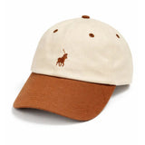 Polo Mens 6 Panel Two Tone Peak Cap In Beige/Tan