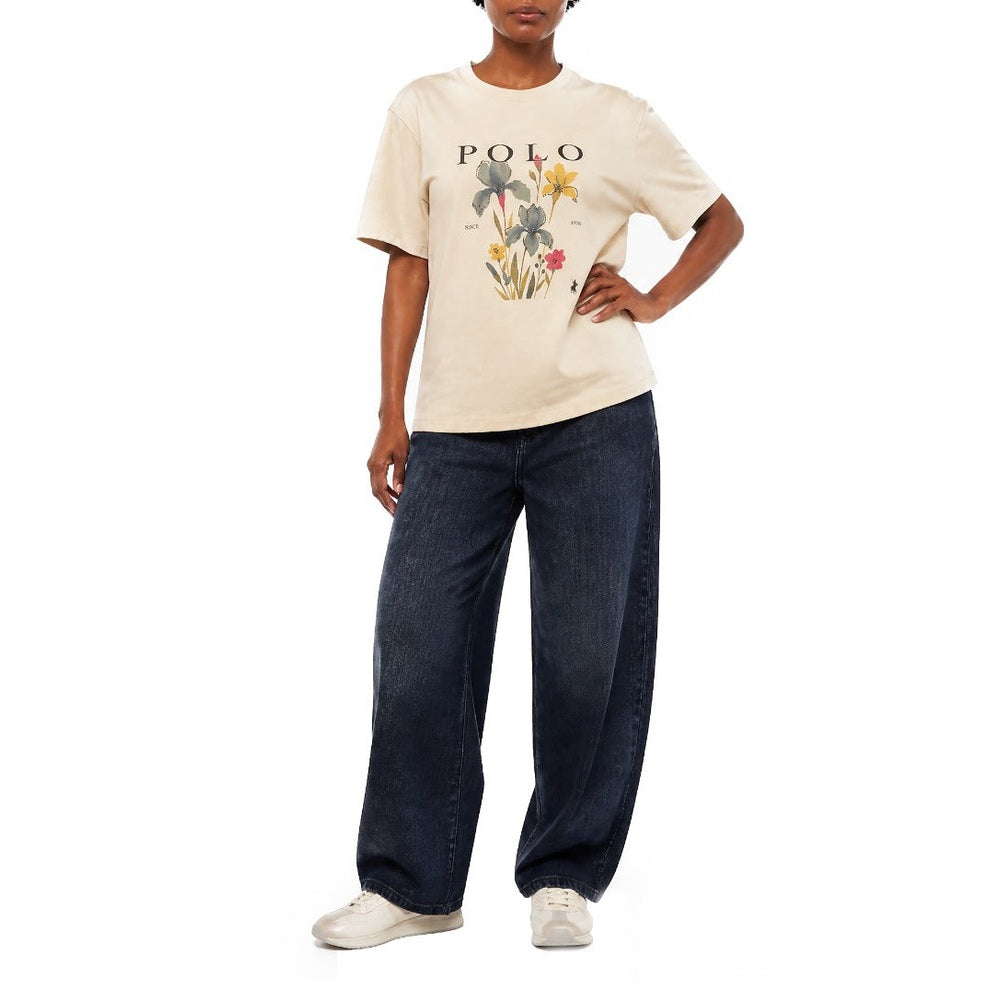 Polo Womens Hannah Relaxed Printed T-Shirt In Oatmeal