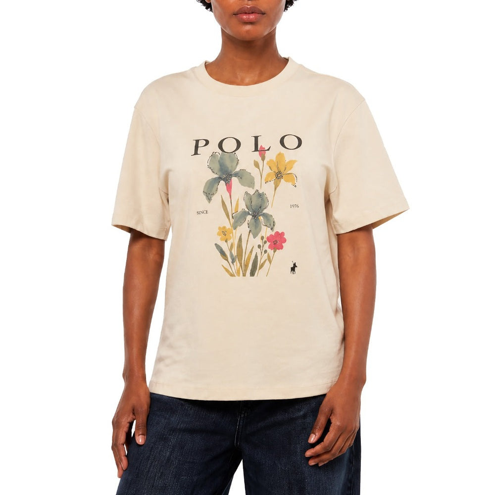 Polo Womens Hannah Relaxed Printed T-Shirt In Oatmeal