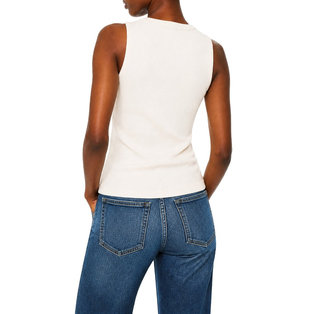 Polo Womens Hazel Sleeveless Button Tank Top In Off White