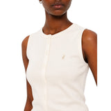 Polo Womens Hazel Sleeveless Button Tank Top In Off White