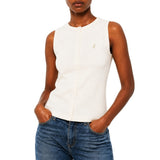 Polo Womens Hazel Sleeveless Button Tank Top In Off White