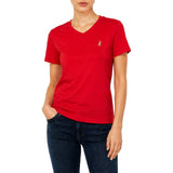 Polo Womens Short Sleeves Kelly V Neck T-Shirt In Red