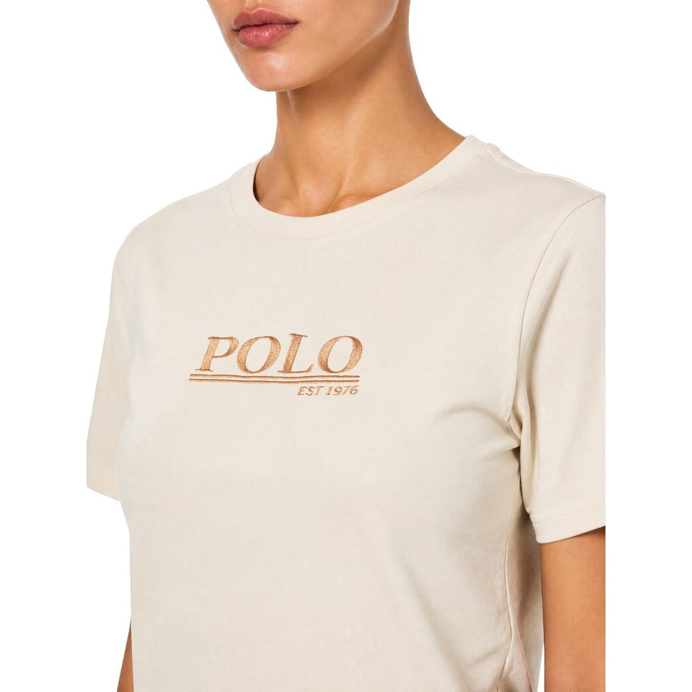 Polo Womens Ava Embroided Short Sleeves T-Shirt In Stone