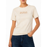 Polo Womens Ava Embroided Short Sleeves T-Shirt In Stone