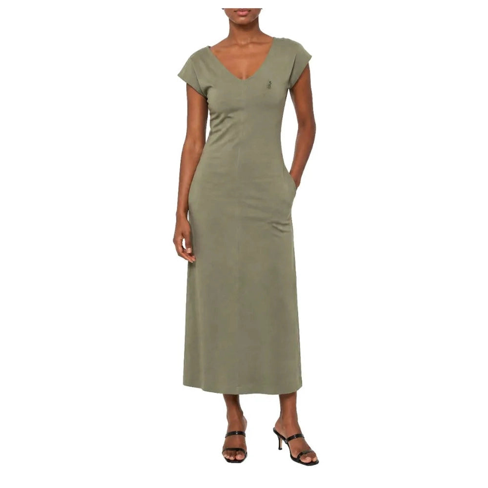 Polo Womens Cap Short Sleeves Casual Dress In Olive