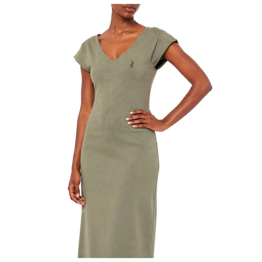 Polo Womens Cap Short Sleeves Casual Dress In Olive
