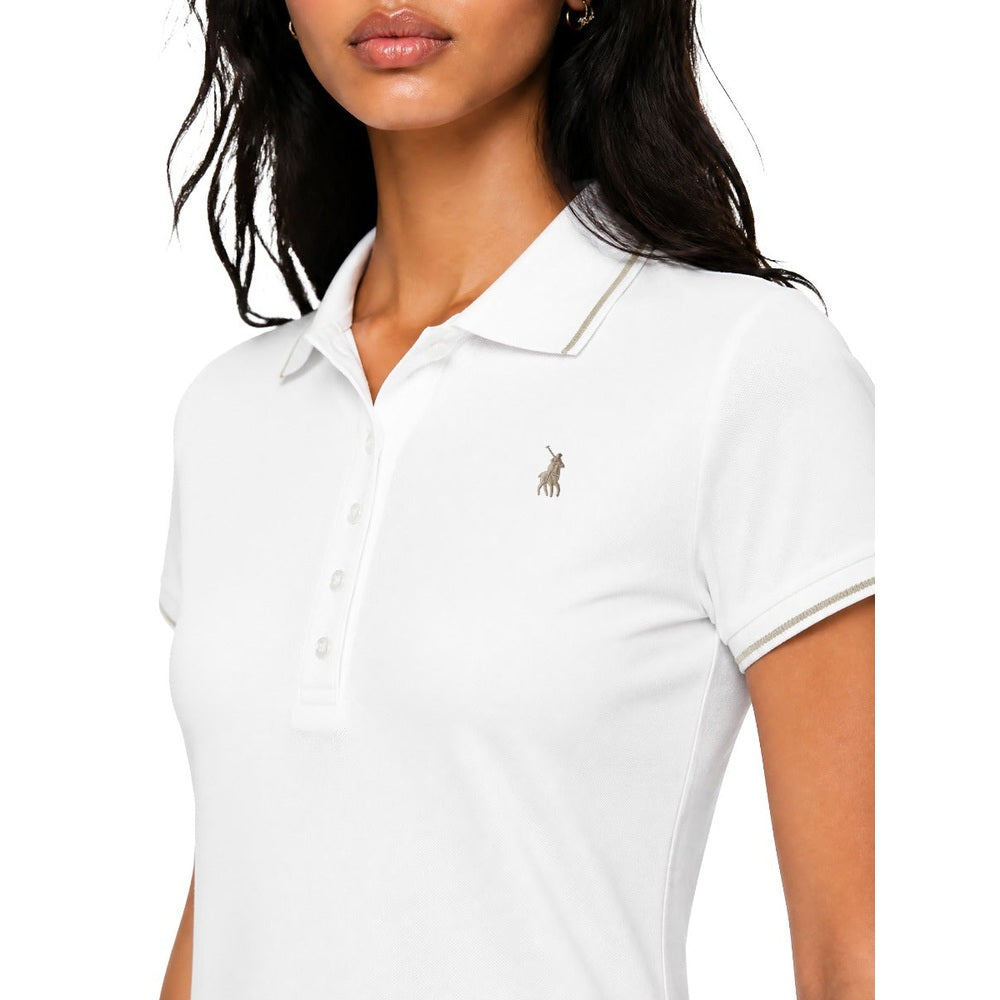 Polo Womens Leah Short Sleeves Golfer Dress In White Multi