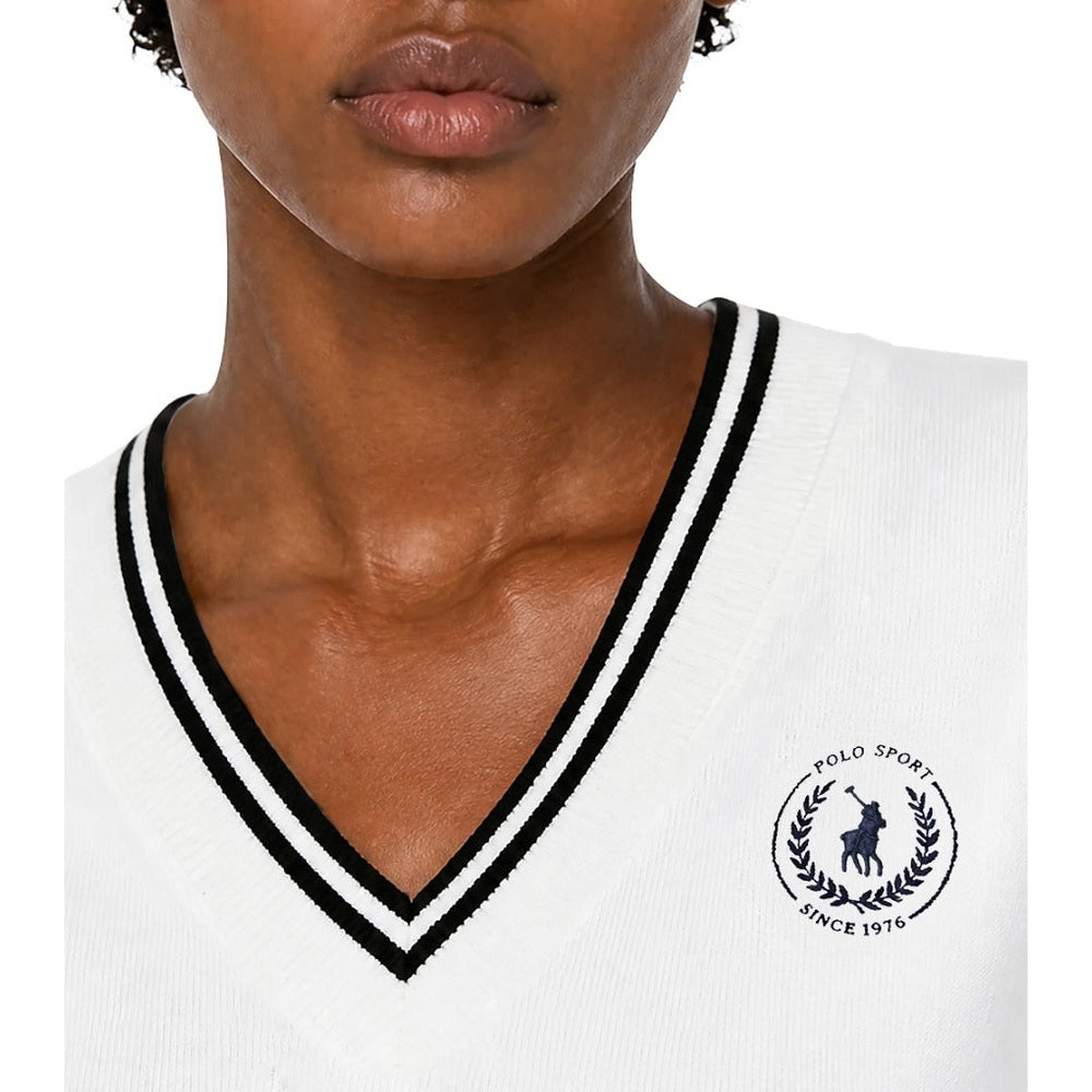 Polo Womens Farah V-Neck Track Top In White